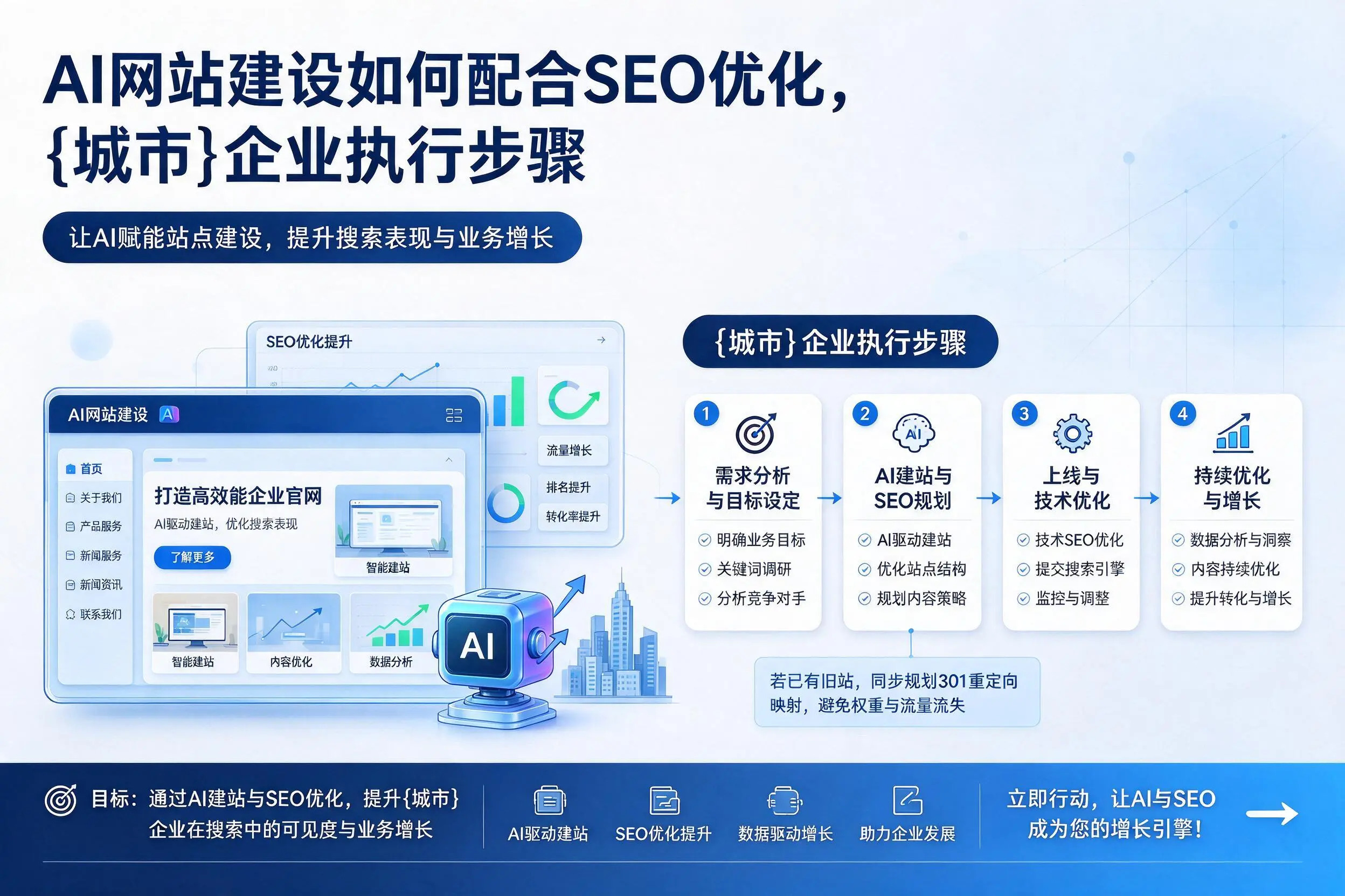 AI网站建设如何配合SEO优化,毕节企业执行步骤